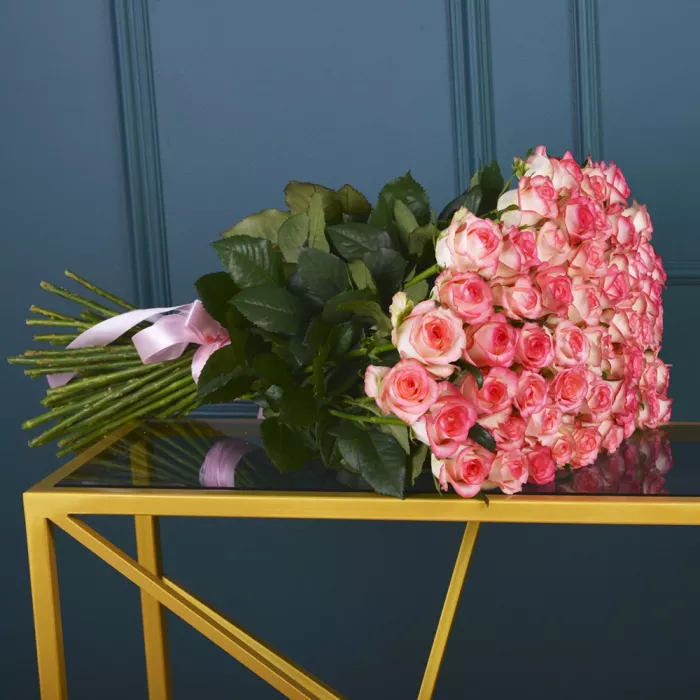 101 малиновая роза premium 60 см