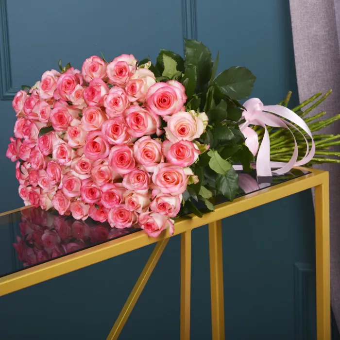 101 малиновая роза premium 60 см