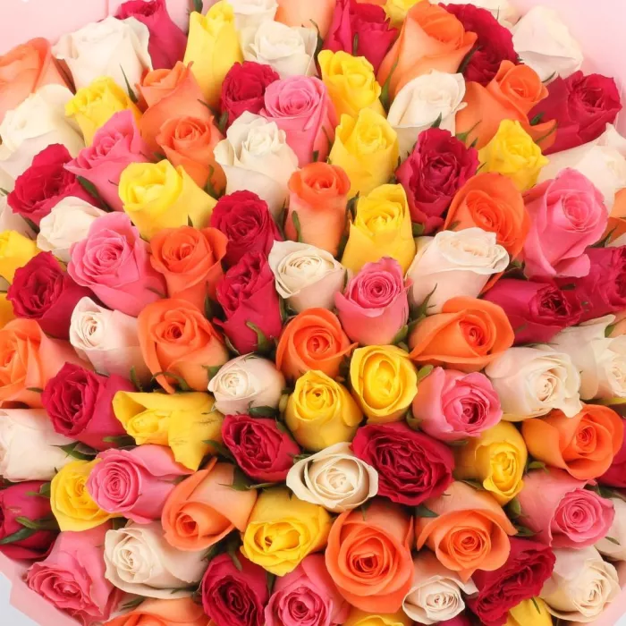 Букет из 101 розы разноцветный