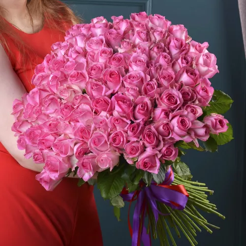 Букет из 101 розовой розы premium 50 см