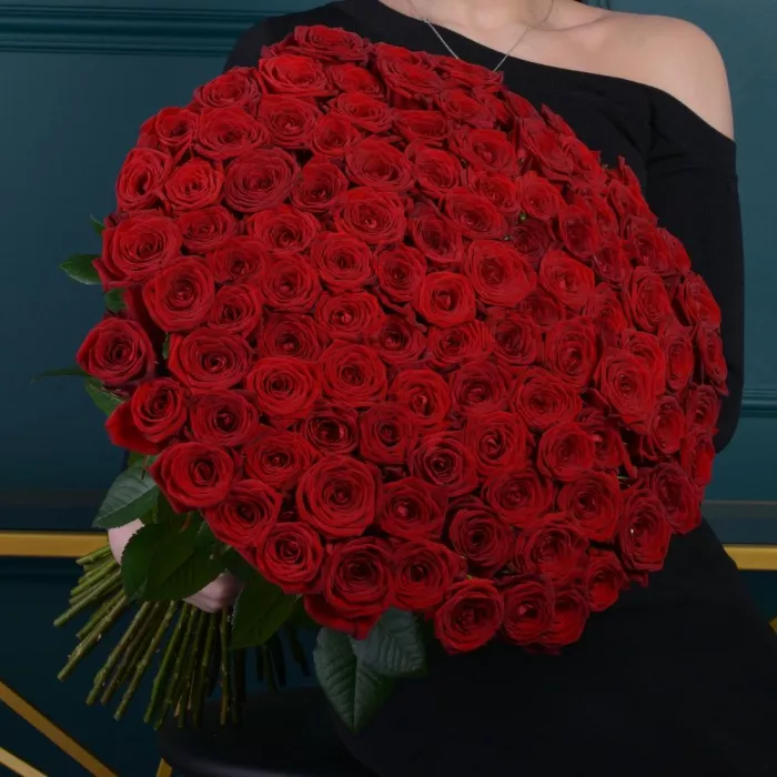 101 красная роза premium 60 см
