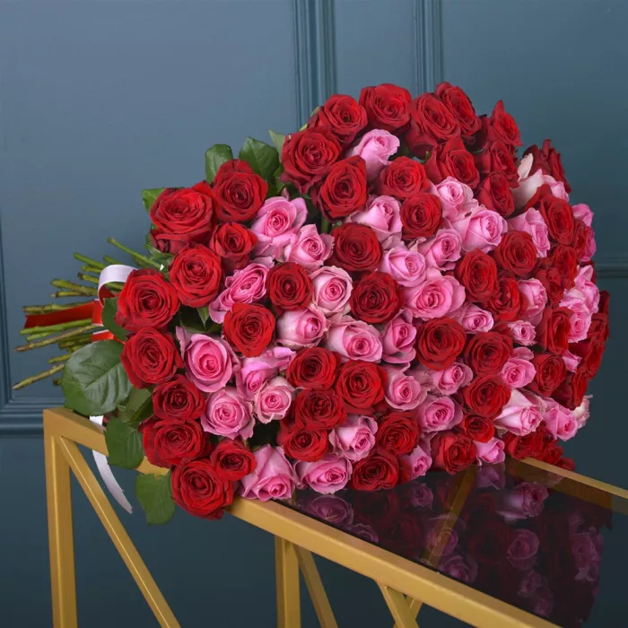 101 роза букет Ягодный микс premium 60 см