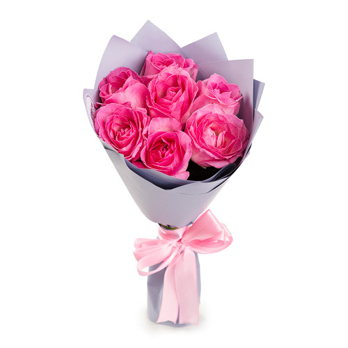 Монобукет из 7 розовых роз 50 см