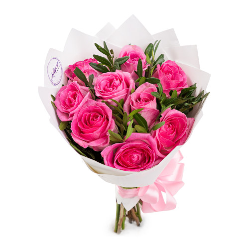 Букет из 9 розовых роз 50 см
