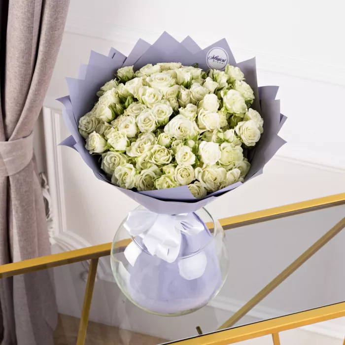 25 белых кустовых роз 25 белых кустовых роз
