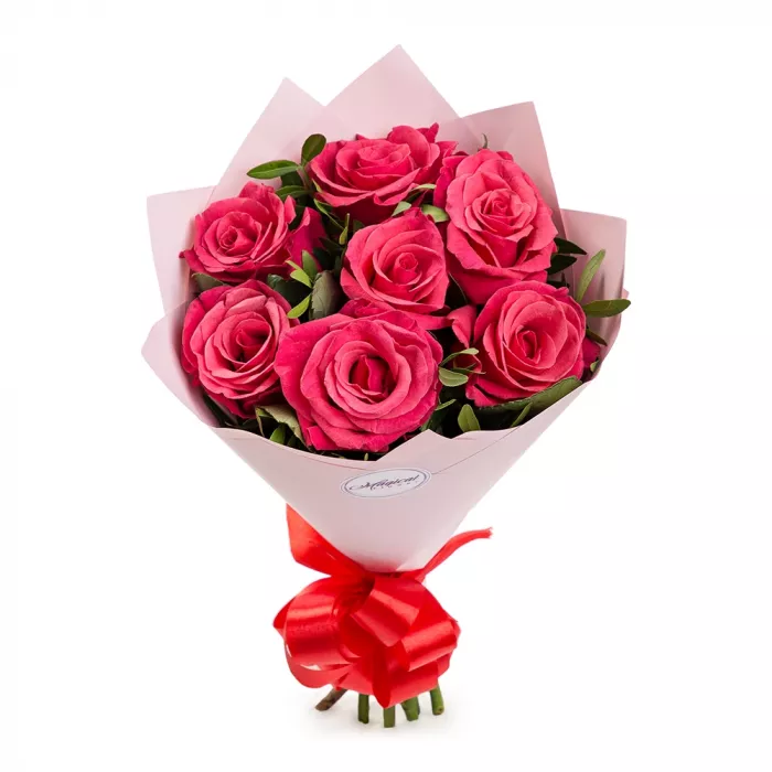 Букет из 7 малиновых роз