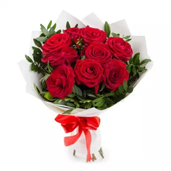 Букет из 9 красных роз 50 см