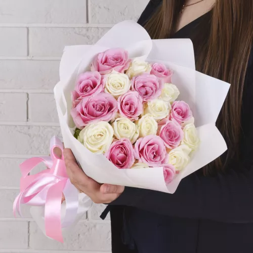 21 роза микс Premium 40 см