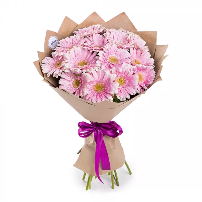 15 розовых гербер