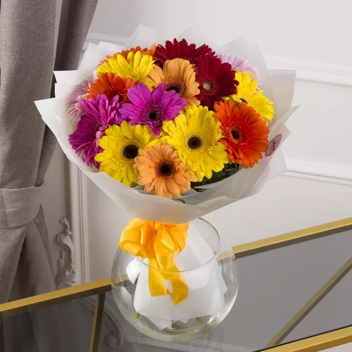 15 разноцветных гербер