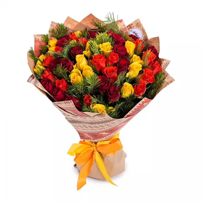 Новогодний букет из 51 розы