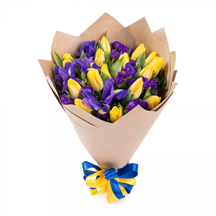 Букет из тюльпанов и ирисов