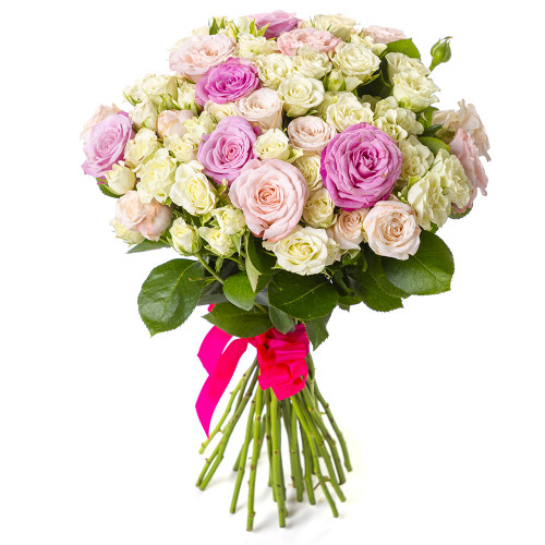 Букет из 31 разноцветной кустовой розы