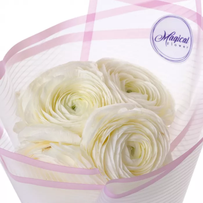 Букет из 5 белых ранункулюсов