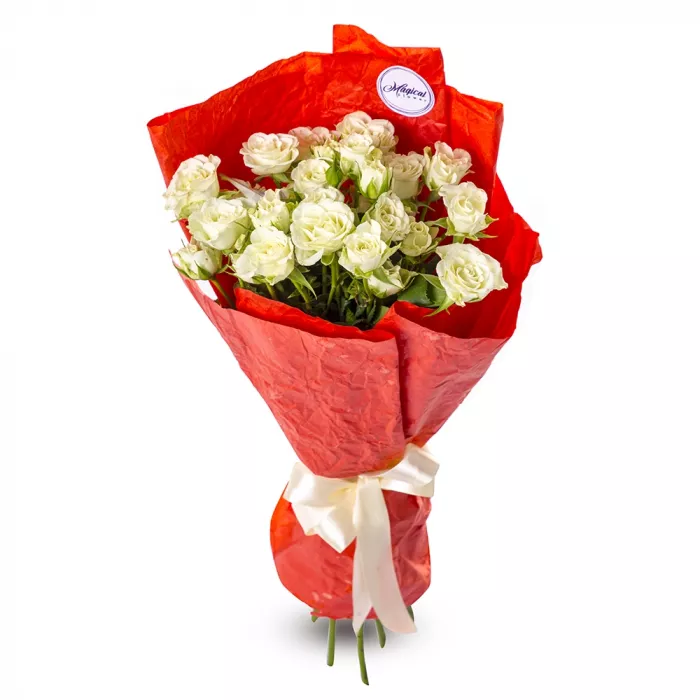 7 кустовых белых роз