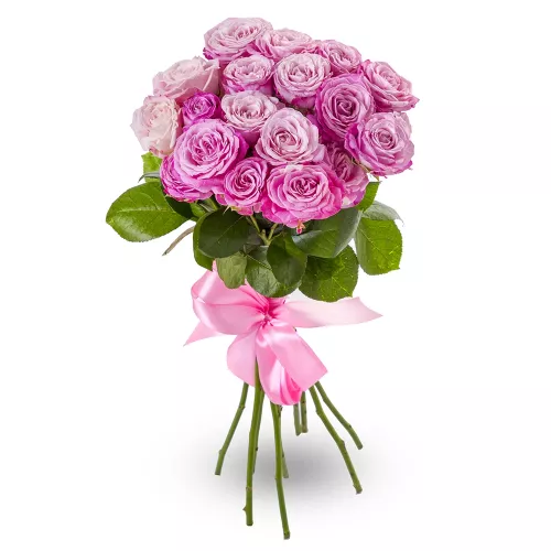 9 розовых кустовых роз 50 см Леди Бомбастик