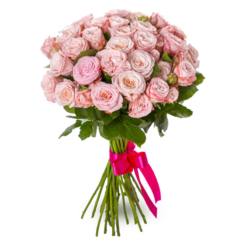 35 розовых кустовых роз 50 см