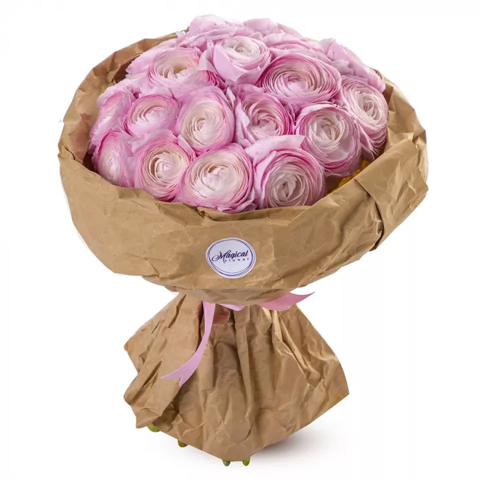 21 розовый ранункулюс