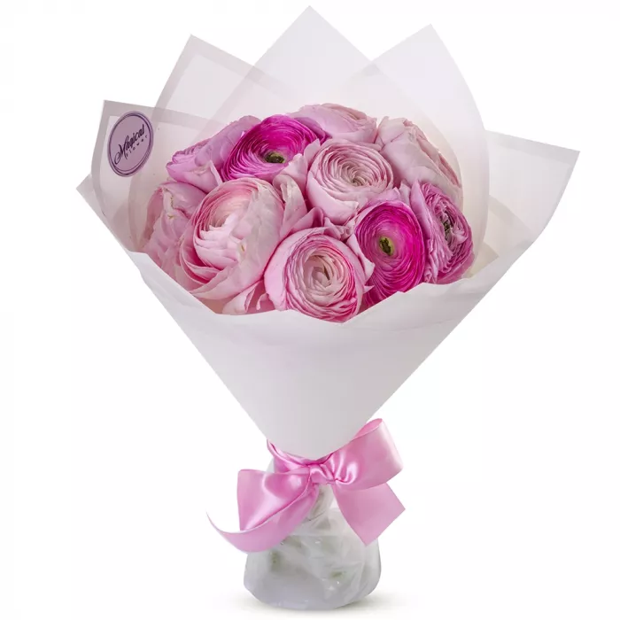 Букет из 11 розовых ранункулюсов