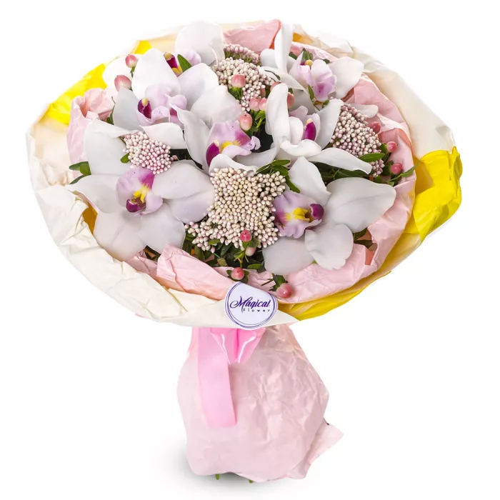 Букет из орхидей и озотамнуса Букет из орхидей и озотамнуса