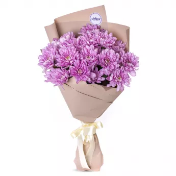Букет из 3 сиреневых хризантем