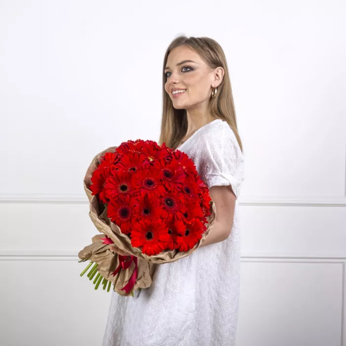 Букет из 35 красных гербер