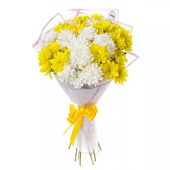 Букет из 11 разноцветных хризантем