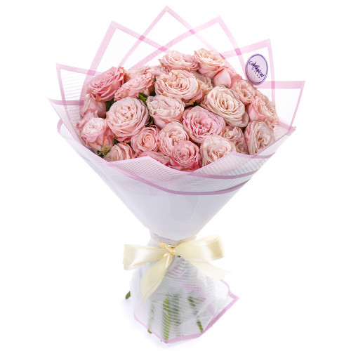 Букет из 21 розовой кустовой розы