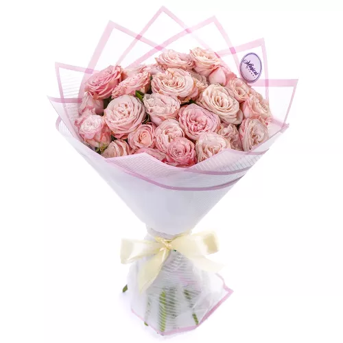 Монобукет из 21 розовой кустовой розы