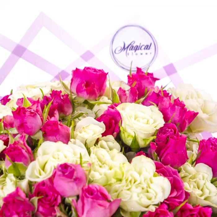 21 разноцветная кустовая роза