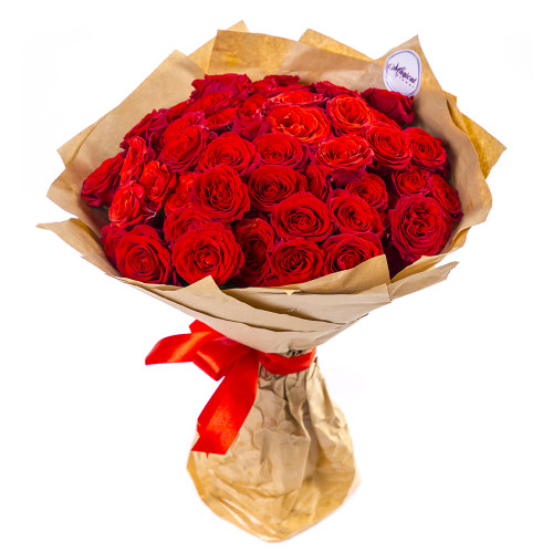Букет из 21 красной пионовидной кустовой розы