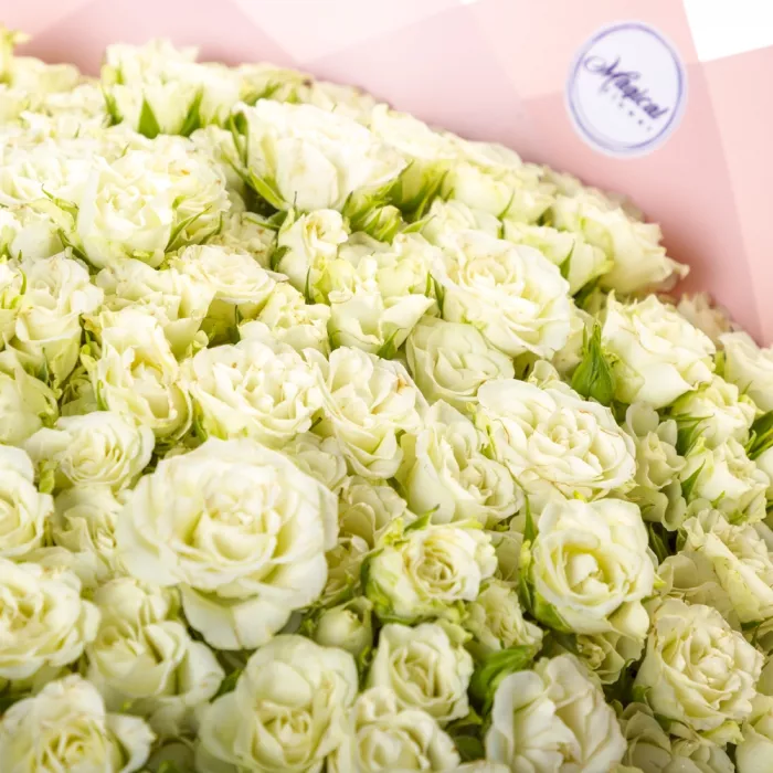 Букет из 101 белой кустовой розы