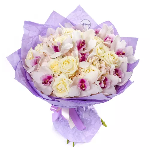 Букет на День матери из роз и орхидей
