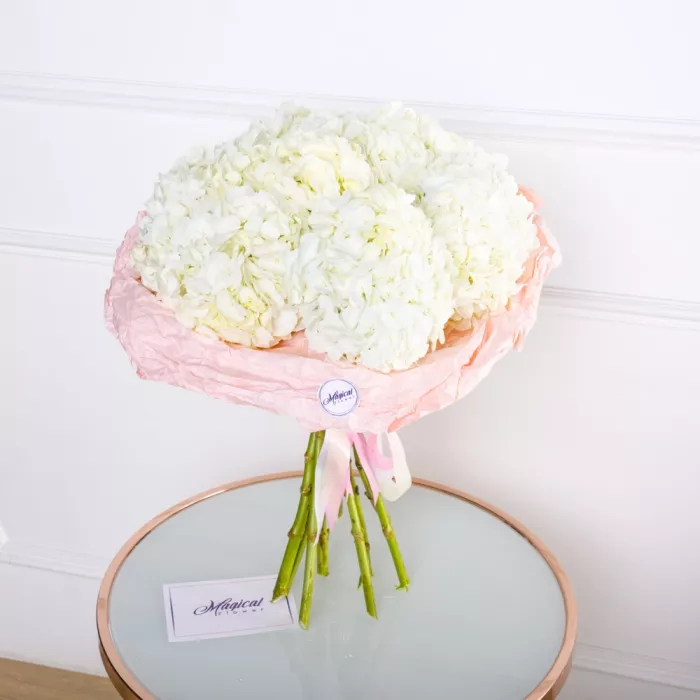 Букет из 9 белых гортензий