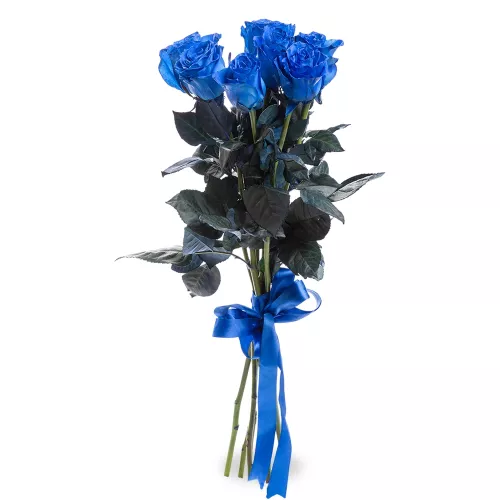 Синий букет из 7 роз 70 см