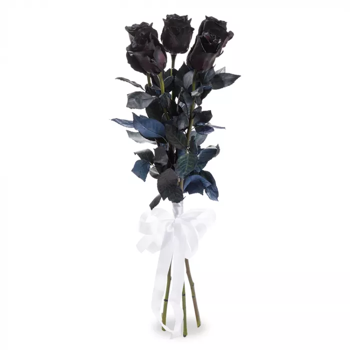 Букет из 5 черных роз 70 см