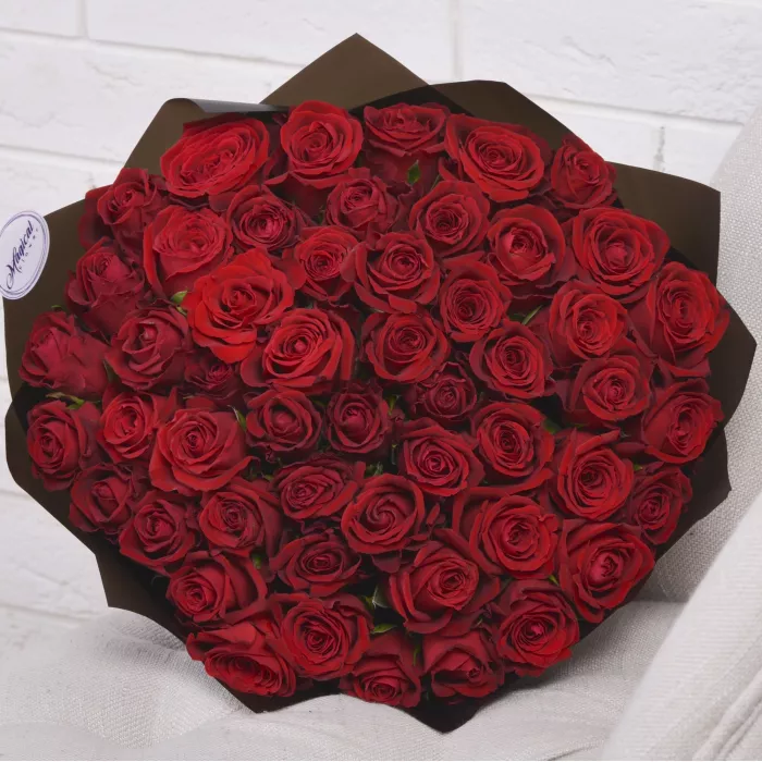 51 красная роза в пленке