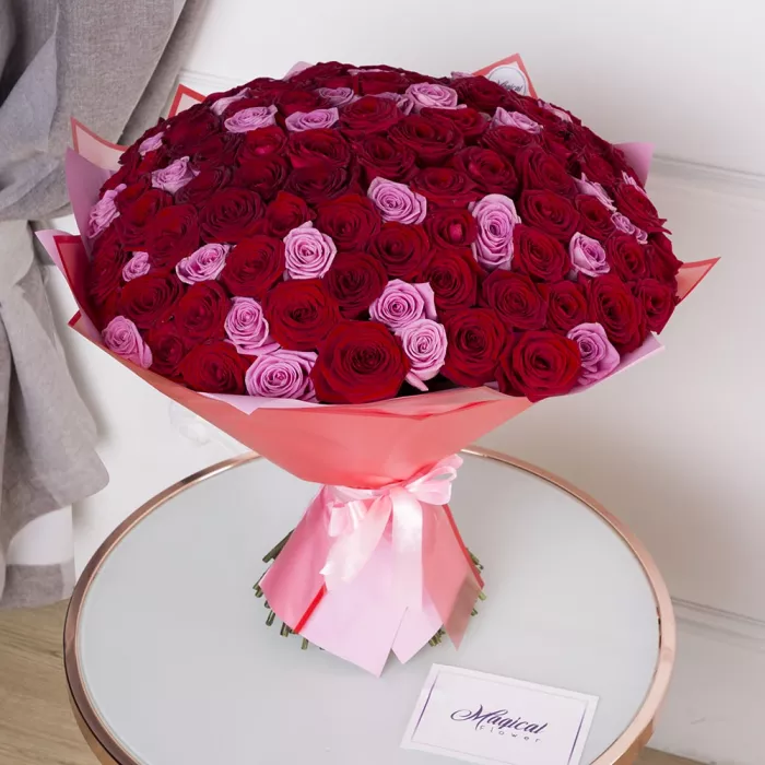 Букет из 101 розы Ягодный микс premium 60 см