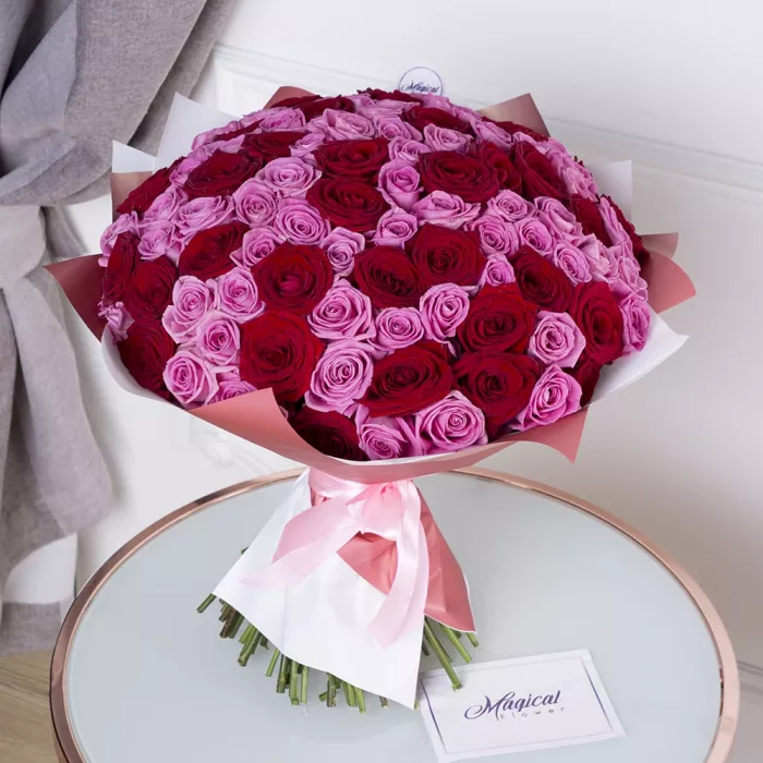 Букет из 101 розы Ягодный микс premium 50 см