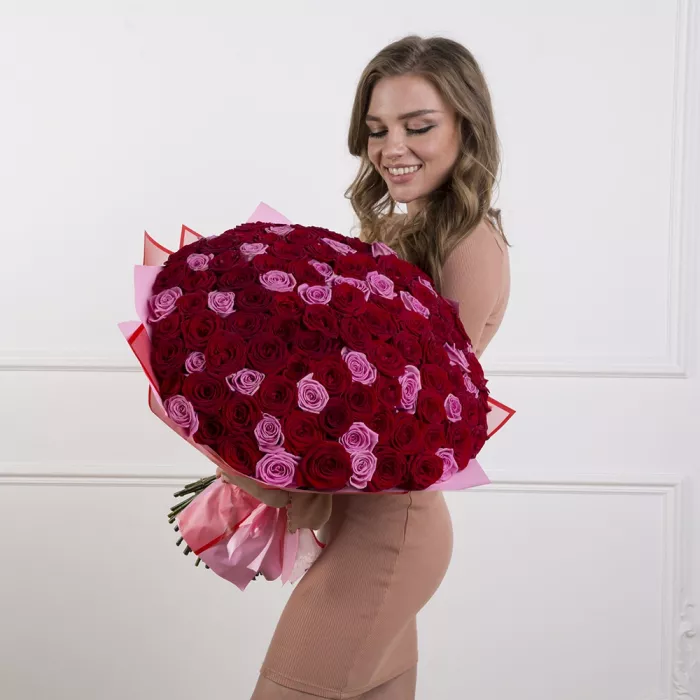 Букет из 101 розы Ягодный микс premium 60 см