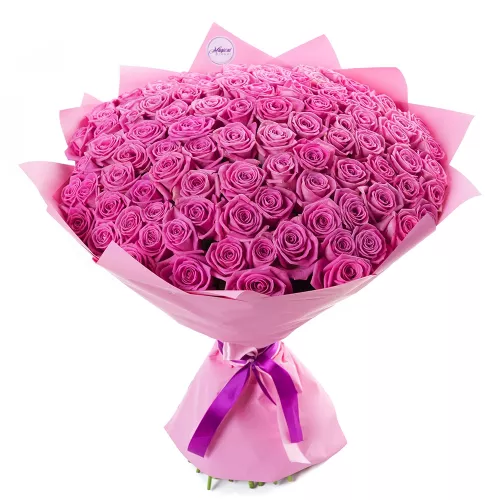 Монобукет из 101 розовой розы 60 см