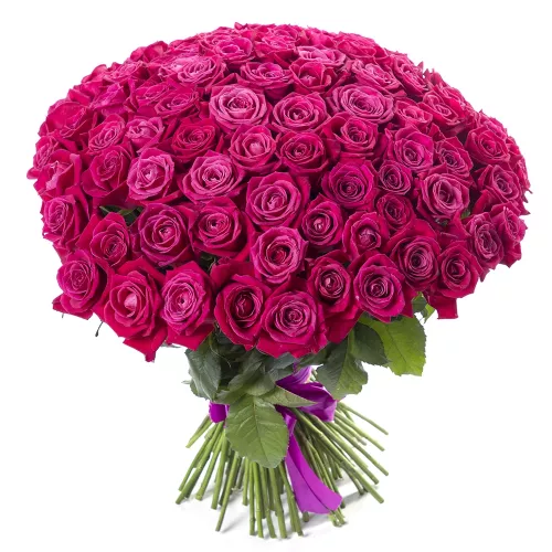 Букет из 101 малиновой розы 60 см