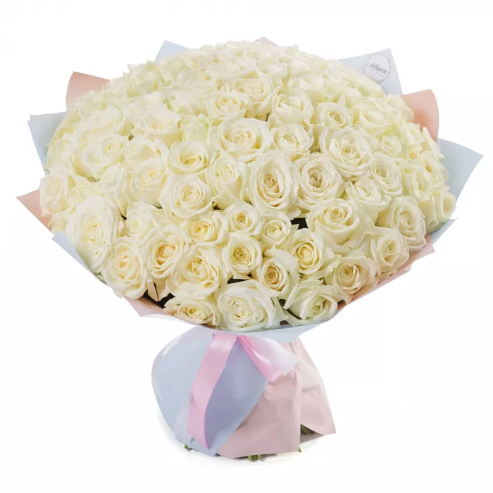 Букет из 101 белой розы 50 см Букет из 101 белой розы 50 см