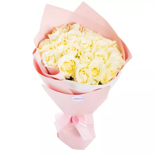 Букет из 21 белой розы 40 см