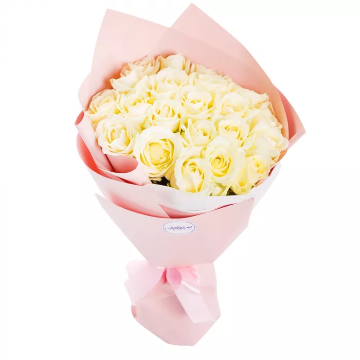 Букет из 21 белой розы 40 см