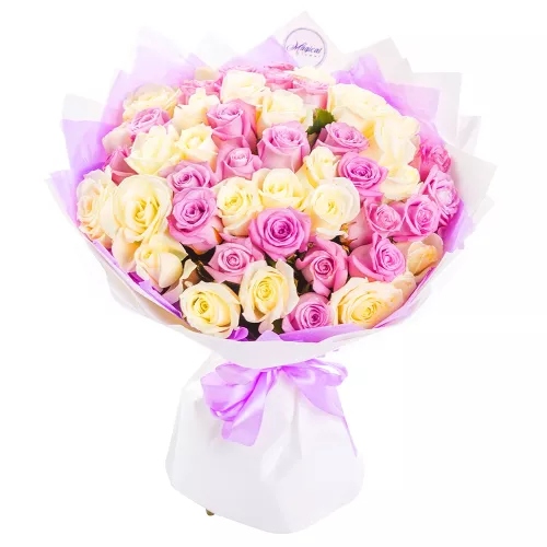 51 сиреневая и белая роза