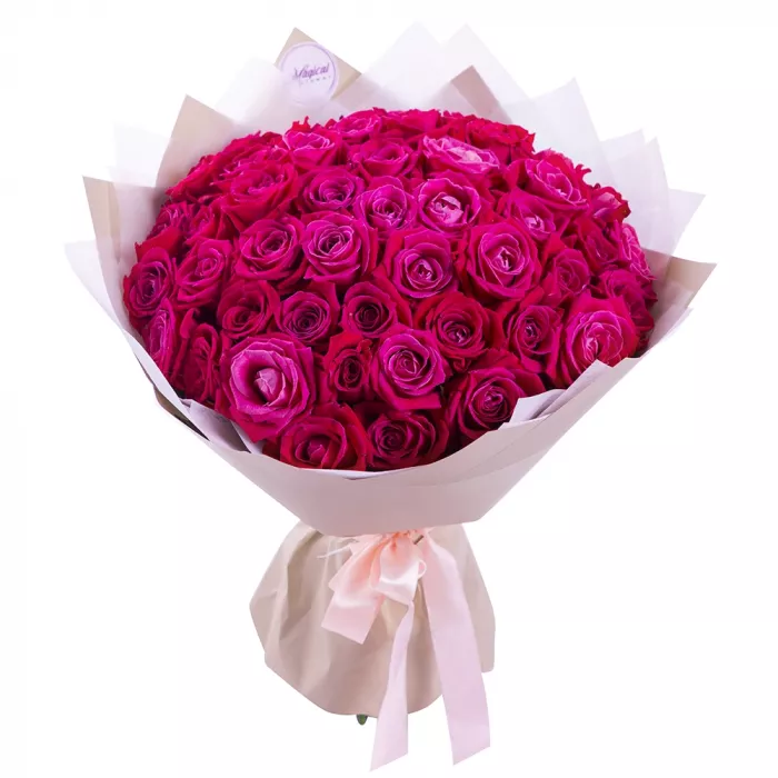 Букет из 51 малиновой розы 40 см