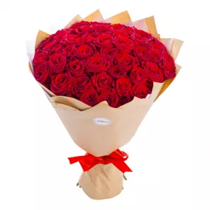 51 красная роза premium 50 см