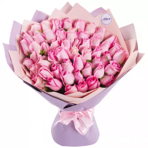 Букет из 51 розовой розы стиль Magical