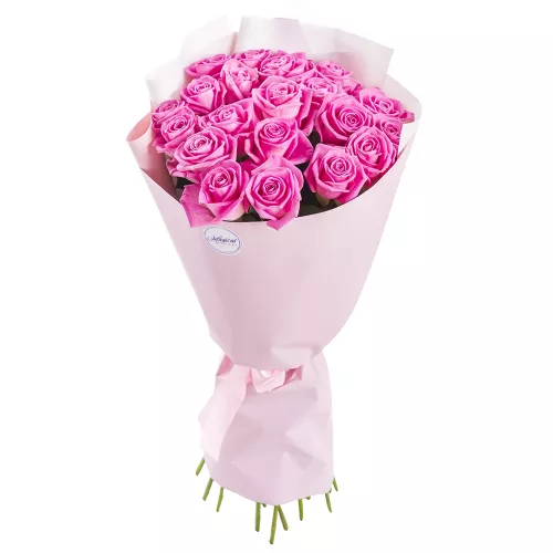 Дешевый букет из 21 розовой розы 60 см